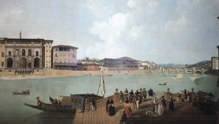 Blick auf Florenz vom Arno während der Karnevalszeit